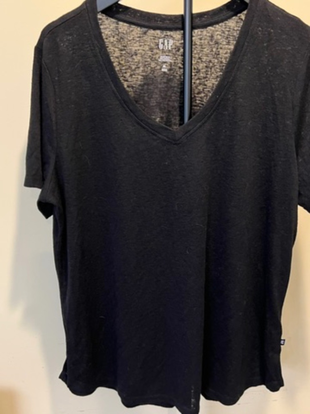 GAP Slub Black V Neck T-Shirt